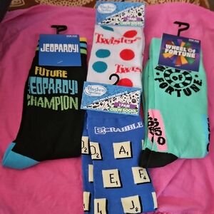 Hasbro Game Socks Set - Jeopardy, Twister, Wheel of Fortune, Scrabble